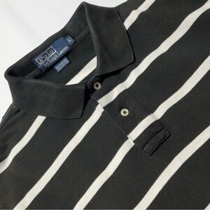 🔥Polo Ralph Lauren Black and White Polo Shirt Classic‎ Mesh Knit Size L